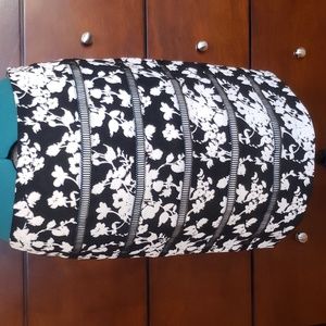 WHBM White & Black Floral Tiered Layered Pencil Skirt, Size 0